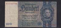 Deutsches Reich, Drittes Reich, 100 Reichsmark Ro.176a, Deu-211a, Friedensdruck, Udr.-Bst. U, Serie: E -