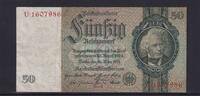 Deutsches Reich, Drittes Reich, 50 Reichsmark Ro.175a, DEU-210a, Friedensdruck, KN 7 stellig, Udr. Bst. Z, Serie: U, -