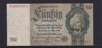 Deutsches Reich, Drittes Reich, 50 Reichsmark Ro.175a, DEU-210a, Friedensdruck, KN 7 stellig, Udr. Bst. Z, Serie: T, -