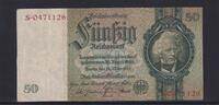 Deutsches Reich, Drittes Reich, 50 Reichsmark Ro.175a, DEU-210a, Friedensdruck, KN 7 stellig, Udr. Bst. Z, Serie: S, -