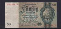 Deutsches Reich, Drittes Reich, 50 Reichsmark Ro.175a, DEU-210a, Friedensdruck, KN 7 stellig, Udr. Bst. T, Serie: B, -