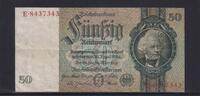 Deutsches Reich, Drittes Reich, 50 Reichsmark Ro.175a, DEU-210a, Friedensdruck, KN 7 stellig, Udr. Bst. O, Serie: E, -