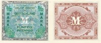 Deutschland, Alliierte Besatzung, 1/2 Mark Ro.200a US-Druck KN 9 stellig mit Geheimzeichen F, -