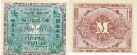 Deutschland, Alliierte Besatzung, 1/2 Mark Ro.200a US-Druck KN 9 stellig mit Geheimzeichen F, -