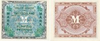 Deutschland, Alliierte Besatzung, 1/2 Mark Ro.200a US-Druck KN 9 stellig mit Geheimzeichen F, -