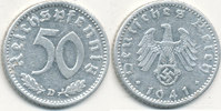Deutsches Reich,Drittes Reich, 50 Reichspfennig J.372 Alu, -
