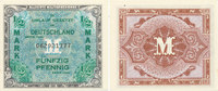 Deutsches Reich,Alliierte Besatzung, 1/2 Mark Ro.200a US Druck mit F, KN 9 stellig, -
