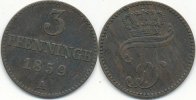 Altdeutschland 3 Pfenninge Mecklenburg-Schwerin -