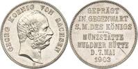 Sachsen Silbermedaille in 2-Mark-Größe 1903 Georg, Auf den Münzbesuch FB, Stempelriss