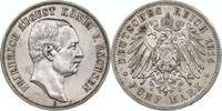 Kaiserreich - Sachsen 5 Mark 1914 Friedrich August III. SPL, min. Rdf.