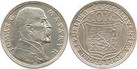 Czechoslovakia 10 Kronen / Korún 10. Jahrestag der Unabhängigkeit, Tomáš Masaryk, Otakar Španiel, Kremnitz -