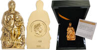 Cook Islands 20 Dollar Madonna von Brügge, Elizabeth II, 3 oz, Silber, vergoldet -