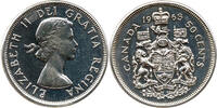 Kanada 50 Cent 1963 Elizabeth II, 1952 - 2022, Coat of Arms, Royal Canadian Mint Ottawa TTB-SUP