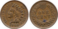 USA 1 Cent 1901 Indian Head, Liberty, United States Mint of Philadelphia TTB (SS)