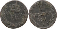 Württemberg 1 Kreuzer König Wilhelm I., 1816 - 1864, Stuttgart, Staatliche Münze, 0.116g fein -