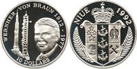Niue 10 Dollar Elizabeth II., 1952 - 2022, Wernher von Braun, 1912 - 1977, Rakete -