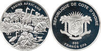 Elfenbeinküste 500 Francs CFA Afrikanische Fauna, Republik, 1960 - heute, 7g fein -
