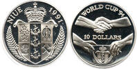 Niue 10 Dollar Elizabeth II., 1952 - 2022, Fußball, Weltmeisterschaft 1994, USA -