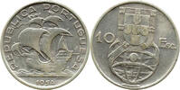 Portugal 10 Escudos Zweite Republik, 1926 - 1974, Segelschiff, 10.45g fein -