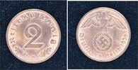 Drittes Reich 2 Pfennig 1936 A Vorz&uuml;glich - Stempelglanz 20,00 EUR  + 5,00 EUR frais d'envoi