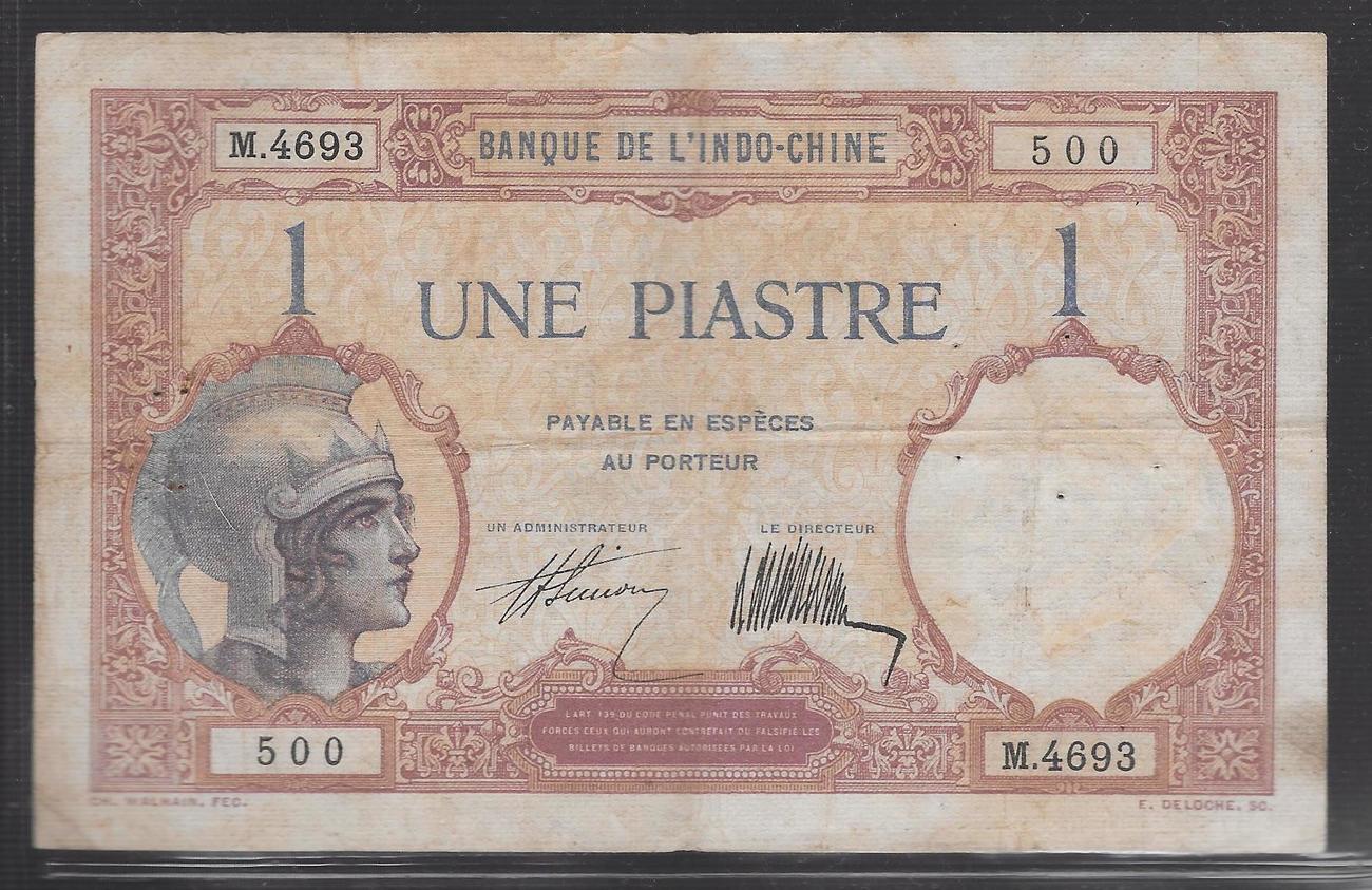 Banque de l'Indochine 1 Piastre (1927) Série M.4693. Beau TB | MA
