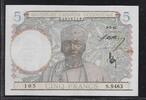 AFRIQUE OCCIDENTALE FRANÇAISE 5 Francs Banque de France Nummerieriung. Numérotation BdF. Alphabet: S.9463 . -