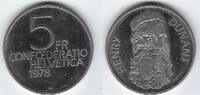 SVIZRA. SVIZZERA. SCHWEIZ. SUISSE . 5 Francs/Franken HENRY DUNANT. Fondateur du mouvement de la Croix Rouge*. -