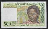 MADAGASIKARA/MADAGASCAR 500 Francs/ 100 Ariary Zato Junge Frau aus Madagaskar. Jeune femme malgache. Serie: A . -