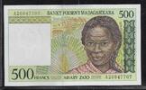 MADAGASIKARA/MADAGASCAR 500 Francs/ 100 Ariary Zato Junge Frau aus Madagaskar. Jeune femme malgache. Serie: A . -