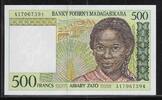 MADAGASIKARA/MADAGASCAR 500 Francs/ 100 Ariary Zato Junge Frau aus Madagaskar. Jeune femme malgache. Serie: A . -