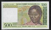 MADAGASIKARA/MADAGASCAR 500 Francs/ 100 Ariary Zato Junge Frau aus Madagaskar. Jeune femme malgache. Serie: A . -