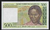 MADAGASIKARA/MADAGASCAR 500 Francs/ 100 Ariary Zato Junge Frau aus Madagaskar. Jeune femme malgache. Serie: A . -