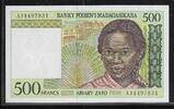 MADAGASIKARA/MADAGASCAR 500 Francs/ 100 Ariary Zato Junge Frau aus Madagaskar. Jeune femme malgache. Serie: A . -