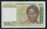 MADAGASIKARA/MADAGASCAR 500 Francs/ 100 Ariary Zato Junge Frau aus Madagaskar. Jeune femme malgache. Serie: A . -