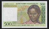 MADAGASIKARA/MADAGASCAR 500 Francs/ 100 Ariary Zato Junge Frau aus Madagaskar. Jeune femme malgache. Serie: A . -