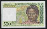 MADAGASIKARA/MADAGASCAR 500 Francs/ 100 Ariary Zato Junge Frau aus Madagaskar. Jeune femme malgache. Serie: A . -