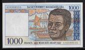 MADAGASIKARA / MADAGASCAR 1000 Francs/200 Ariary Junge Mann aus Madagaskar. Jeune homme malgache. Serie: A . -