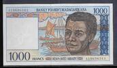 MADAGASIKARA / MADAGASCAR 1000 Francs/200 Ariary Junge Mann aus Madagaskar. Jeune homme malgache. Serie: A . -