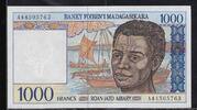 MADAGASIKARA / MADAGASCAR 1000 Francs/200 Ariary Junge Mann aus Madagaskar. Jeune homme malgache. Serie: A . -