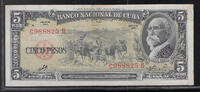 CUBA 5 Pesos Signé du 'CHE' Directeur de la Banco National de Cuba du **. Serie: C/B. -