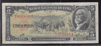 CUBA 5 Pesos Signé du 'CHE' Directeur de la Banco National de Cuba du **. Serie: T/A. -