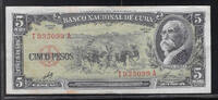 CUBA. 5 Pesos. Signé du 'CHE' Directeur de la Banco National de Cuba du **. Serie: T/A. -