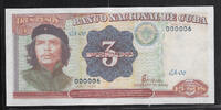 CUBA. 3 Pesos. Ernesto Rafael Guevara de la Serna dit ' LE CHE ' . Serie: CA-06. N° 000006 . -