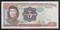 CUBA. 3 Pesos. Ernesto Rafael Guevara de la Serna dit ' LE CHE ' . Serie: CA-06. N° 000012 . -