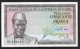 RÉPUBLIQUE de GUINÉE. 50 Francs. 1er Président AHMED SÉKOU TOURÉ . Serie: FU . -