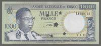 CONGO. 1000 Francs. (République Nationale) Serie: BA . ENTWERTET. ANNULÉ . -