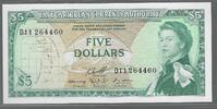 EAST CARIBBEAN. (Currency Authority). 5 Dollars REINE ÉLISABETH II . Serie: D11 . -