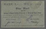 1 Mark. 17/08/1914. France. ELSÀSS. ALSACE. Filature et Tissage KOECHLIN G.m.b.H. (SARL) in Weiler bei Thann i. Elsass. Gutes schön.