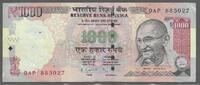 INDIA. BHARAT . 1000 Rupees. Mohandas Karamchand Gandhi. Unterdruck-Buchstabe:(L) Serie: 0AP . -