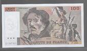 FRANCE 100 FRANCS DELACROIX(442-1 & 442-2) Alphabet: P.266***PAPIER RAINURÉ*** -